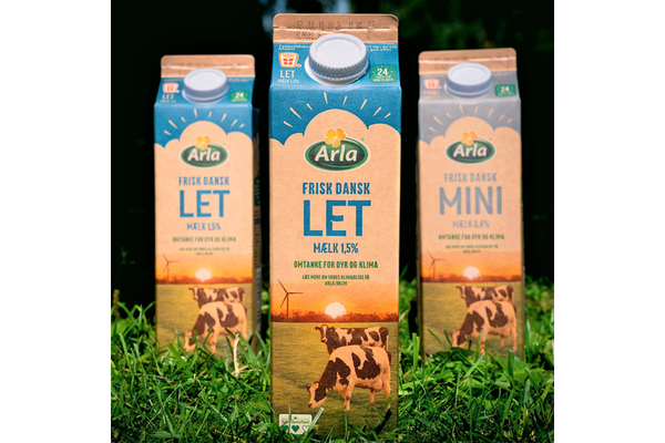 Image Arla Foods' milk cartons on display.